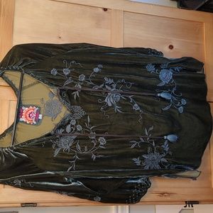 Johnny Was Velvet Millie Peasant Blouse